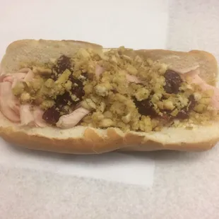 Sidewalk Stuffer sub Premium deli Roasted turkey, stuffing &amp; cranberry, mayo(optional)