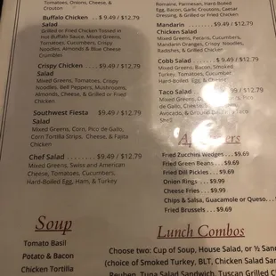 Salad Menu