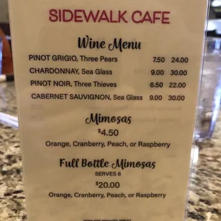 Wine Menu