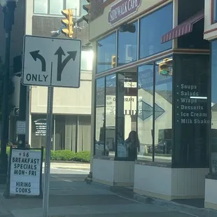 The soup is advertised on the window!