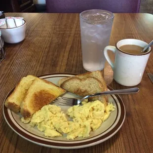 Basic but good breakfast - eggs and toast.