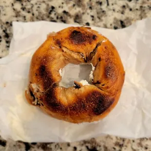 Overcooked bagel, bottom was hard as a rock.