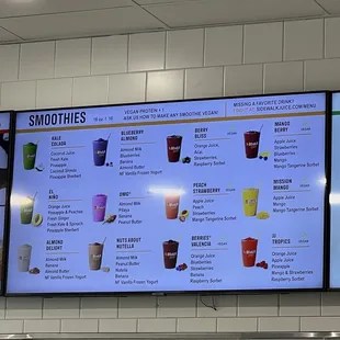 Smoothie menu