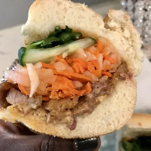 Inside the Five spice chicken banh mi