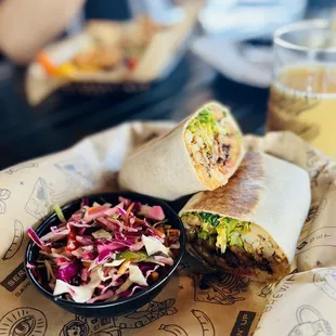 Veggie Wrap with added tempeh and no feta