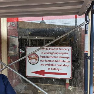 a sign in the window