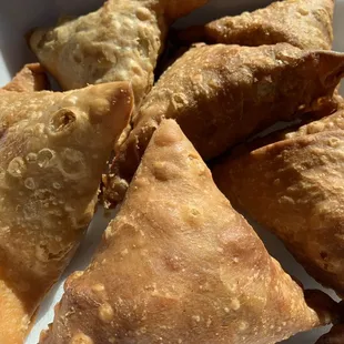 They sell fresh made Samosa. They&apos;re meatless and huge!