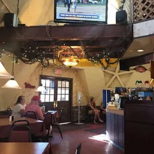 a tv in a restaurant