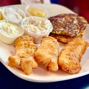 Friday Fish Fry - Lightly Breaded Cod with Potato Pancakes