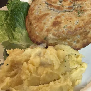 Beef Pot pie. Make sure there is more than one piece of beef. Mashed potatoes are good.  Opted not to have the extra cost of gravy.