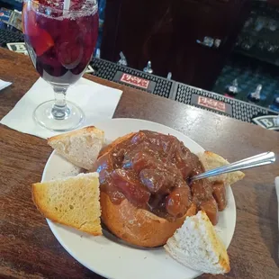 Christmas sangria and beef stew