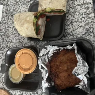 Baja Turkey Wrap and Potato Latke