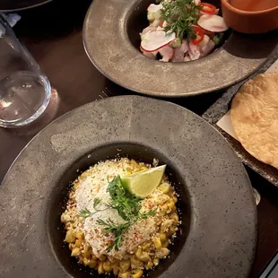 Esquites and ceviche