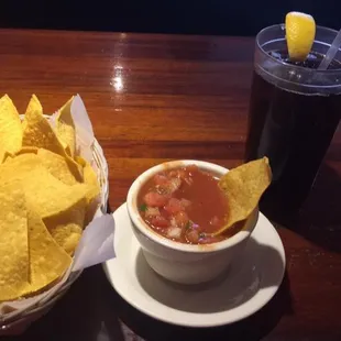 Pretty standard chips and salsa (and iced tea).