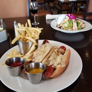 The Chicken Salad,  and hotdogs with sauerkraut