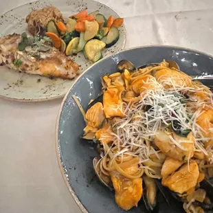Seafood Pasta; Sole Almandine