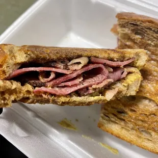 Pastrami Sandwich (no cheese) - $8.99. Very good but not much meat.