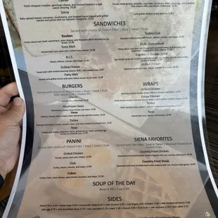 menu