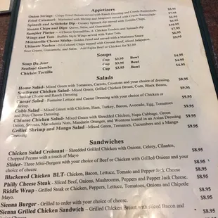 menu