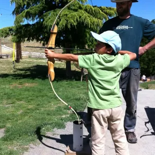 Jacques trying Archery for the first time. Doing pretty good!