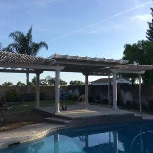 Combination latticed and insulated pool patio