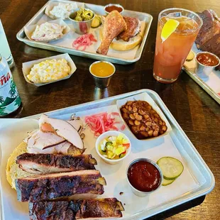 Ribs and sliced meat platter