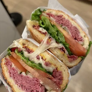 Hot pastrami sandwich