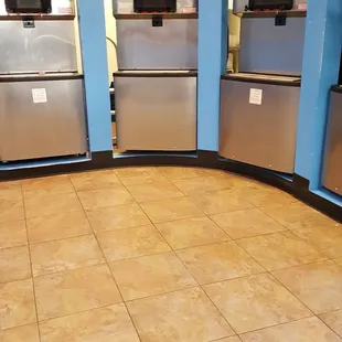 a row of refrigerators