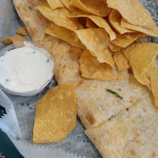 Mushroom &amp; chicken quesadilla