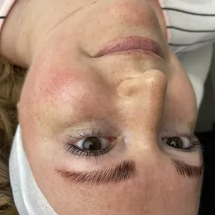 Brow lamination and tint and lash lift and tint