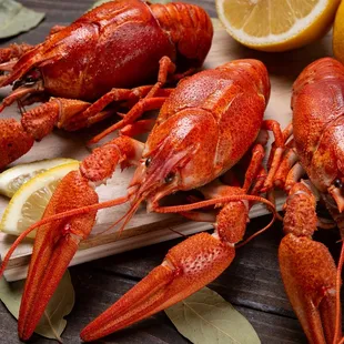 lobsters on a cutting board