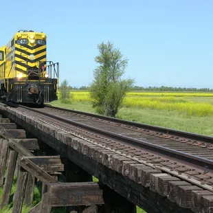 The RiverTrain crossing the longest wooden trestle in the West.