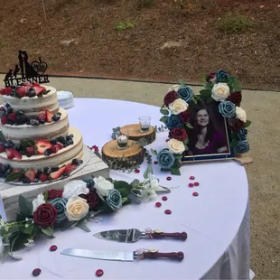 Wedding cake table set up