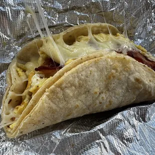 Breakfast taco featuring perfect bacon