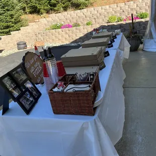 Lots of large pizzas and the dessert pizza for the rehearsal dinner.