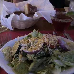 Salad and dinner rolls