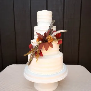 Four tier fall themed wedding cake