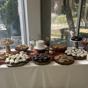 a table of desserts