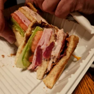 My husband very much enjoyed his club sandwich