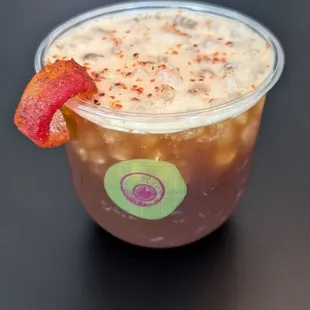 Peach cold brew drink they make! It's so tasty and not too sweet (unless you toss that candy ring in)!