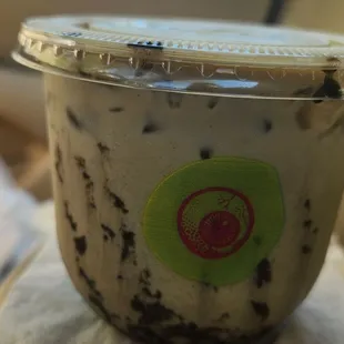 The Curse iced latte with spiced date syrup and black tahini