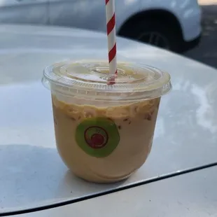 Maple with black lava salt iced latte