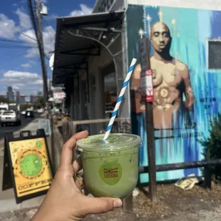 Mural outside and matcha