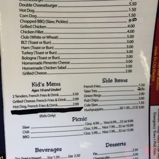 Sigman&apos;s Grill menu 2015