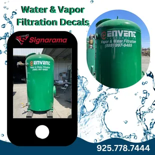 Decals for Water and Vapor Filtration tanks
