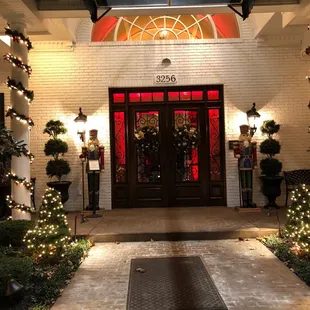 The front door/walkway during Christmas 2017