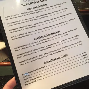 Breakfast menu