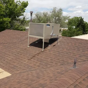 Installed new Mastercool Evap Cooler w/ 12" pad and replaced old roof jack with new one.