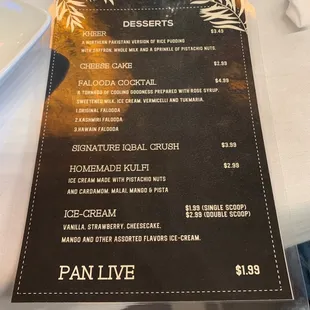menu