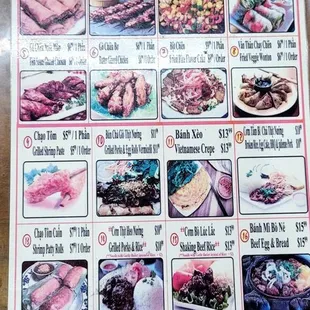 the menu for the restaurant